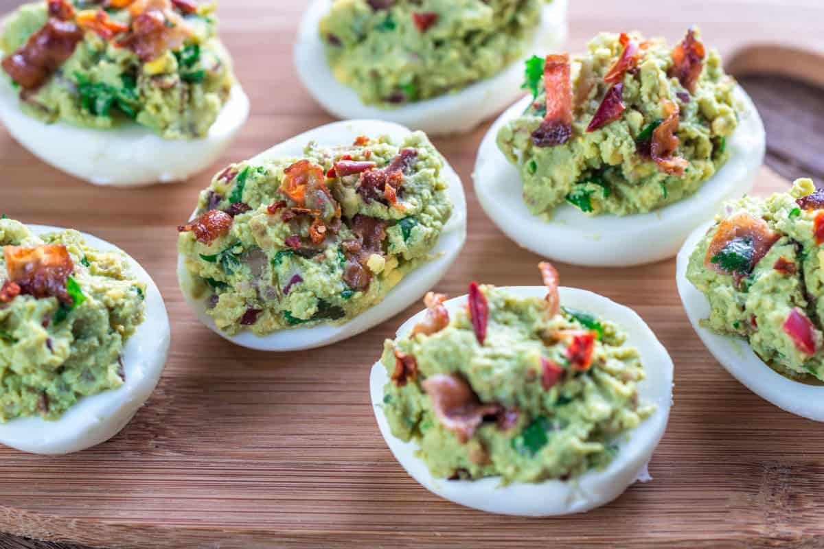 Sriracha Deviled Avocado Eggs