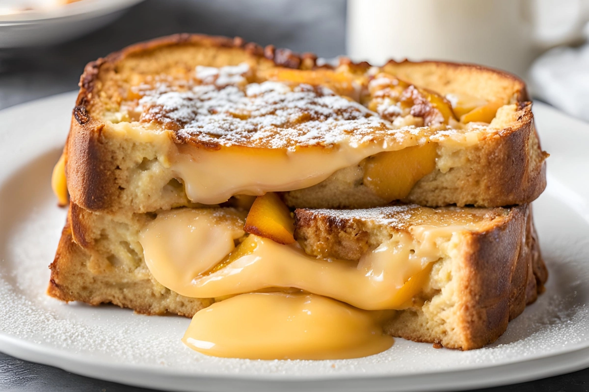 Caramelized Peach Custard Toast