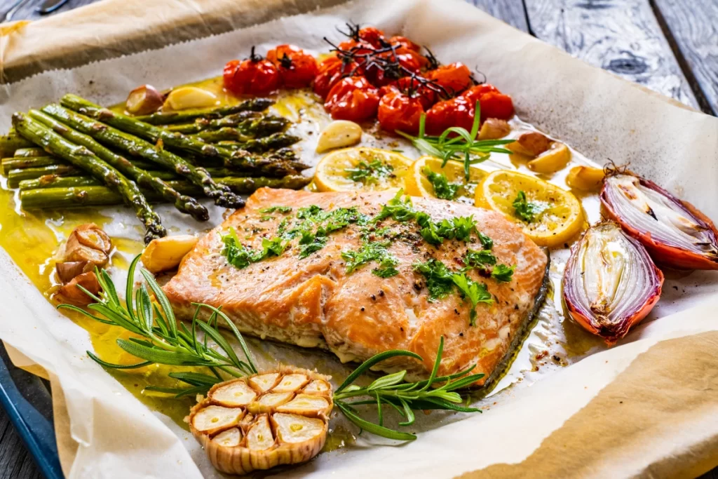 Salmon and Asparagus Sheet Pan